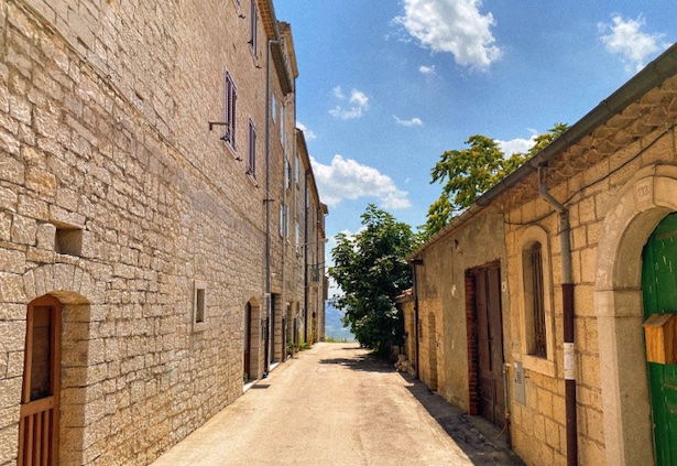 Picture of a street line with homes Morrone del Sannio, Italy